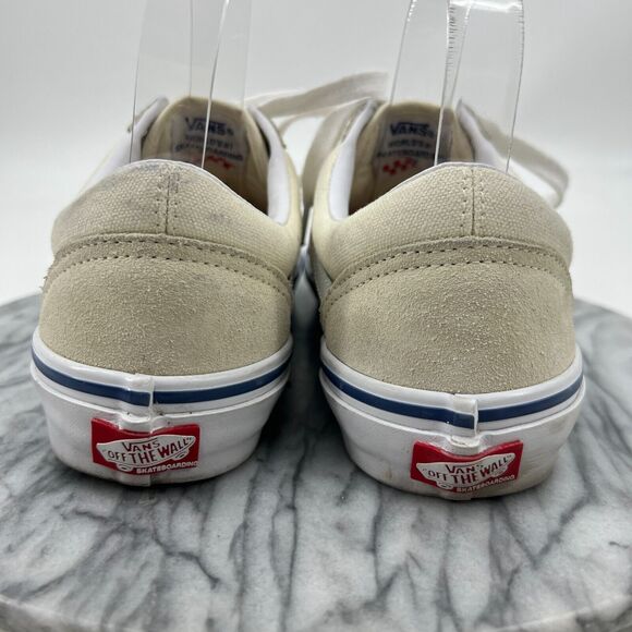Vans Shoes Womens 8.5 Cream Suede Canvas Low Top Skate Skateboarding Sneakers - Picture 5 of 11
